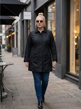 Eddie Bauer Classic Spring Black Trench Coat Size XL
